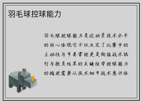 羽毛球控球能力